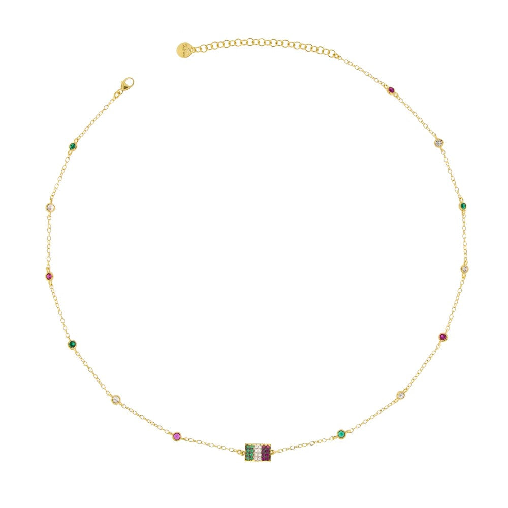 Rue Des Mille #Italiaseibella Colored Zirconia Necklace GRZ-007-ITA