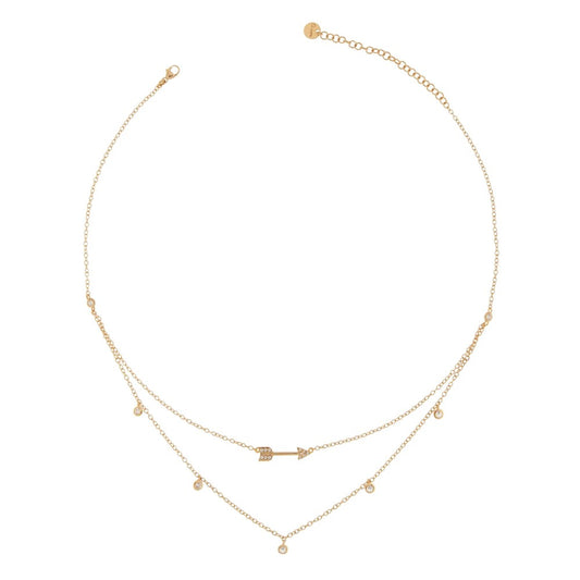 Girocollo Rue Des Mille Doppio Filo Freccia Zirconi GRZ-007-DOP-FRE