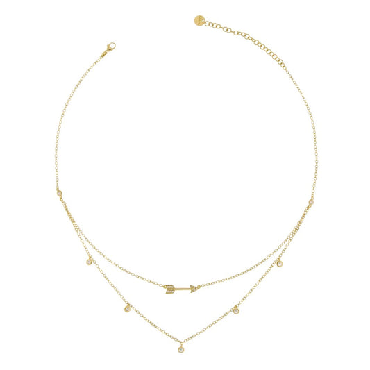 Girocollo Rue Des Mille Doppio Filo Freccia Zirconi GRZ-007-DOP-FRE