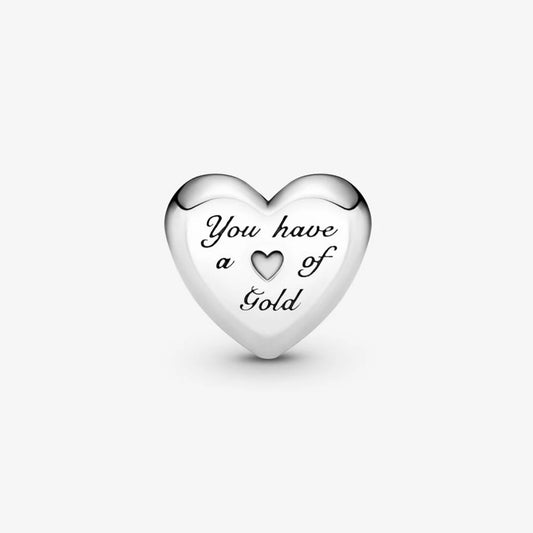 Charm Pandora con Cuore Dorato a Cupola 799415C00