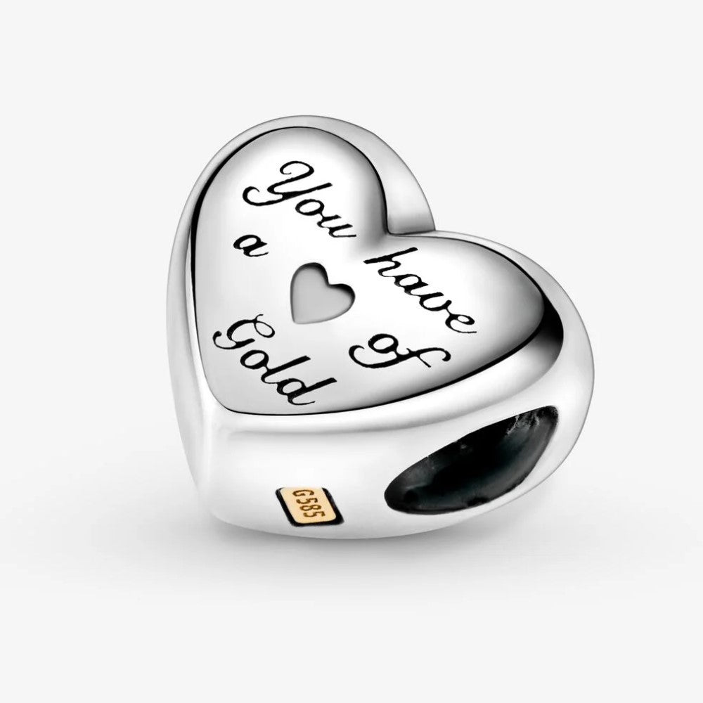 Charm Pandora con Cuore Dorato a Cupola 799415C00