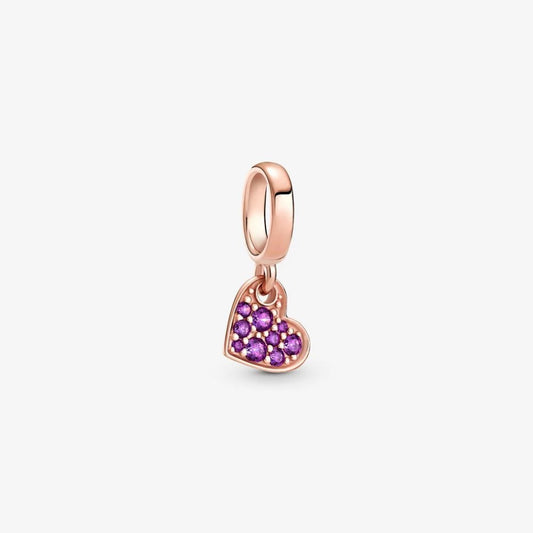 Charm Pandora Cuore Obliquo con Pavè Viola 789404C03