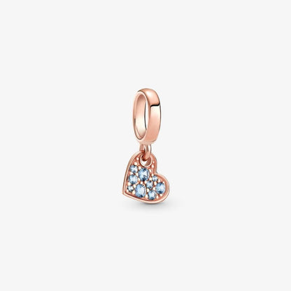 Pandora Charm Oblique Heart with Blue Pavé 789404C01