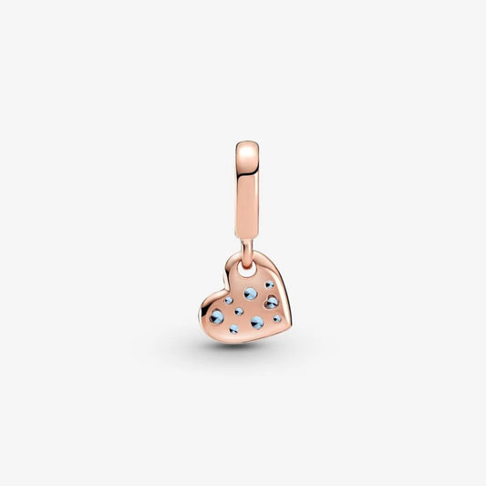 Charm Pandora Cuore Obliquo con Pavè Azzurro 789404C01