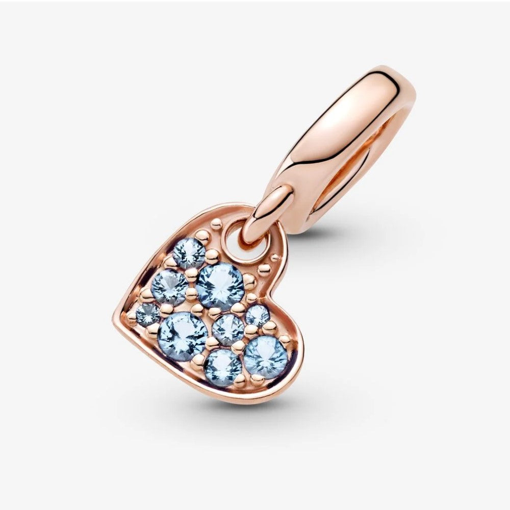 Pandora Charm Oblique Heart with Blue Pavé 789404C01