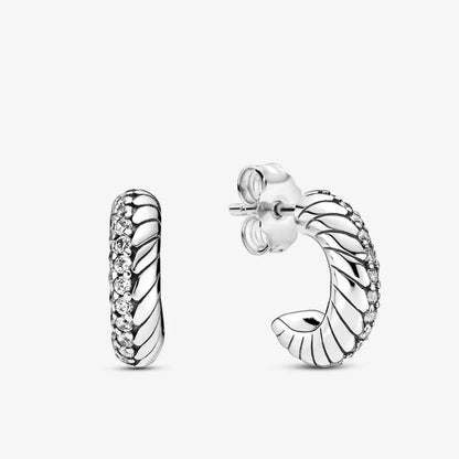 Orecchini a Cerchio Pandora con Maglia Snake e Pavé 299091C01
