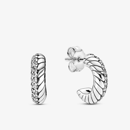 Pandora Snake Chain and Pavé Hoop Earrings 299091C01