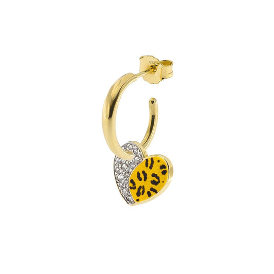Rue Des Mille Jungle Tribe Single Earring Hoop Heart Spotted Enamel ORJ-02
