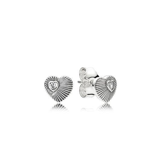 Pandora Vintage Fan Heart Earrings 297298CZ