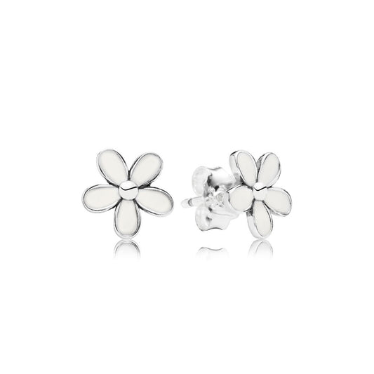 Orecchini Pandora A Lobo Con Margherite Bianche 290538en12