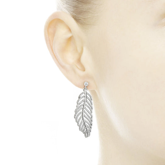 Pandora Luminous Feather Drop Earrings 290584CZ