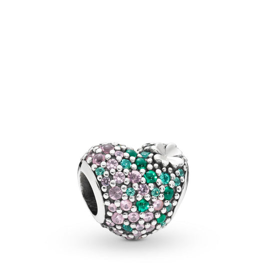Pandora Heart Charm with Shining Four-Leaf Clover 797869NRGMX