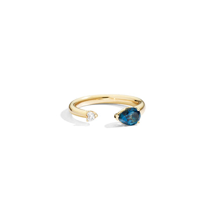 Anello Recarlo More in Oro Giallo, Topazio London e Diamante 0.07ct R86FN019/GTOL-14