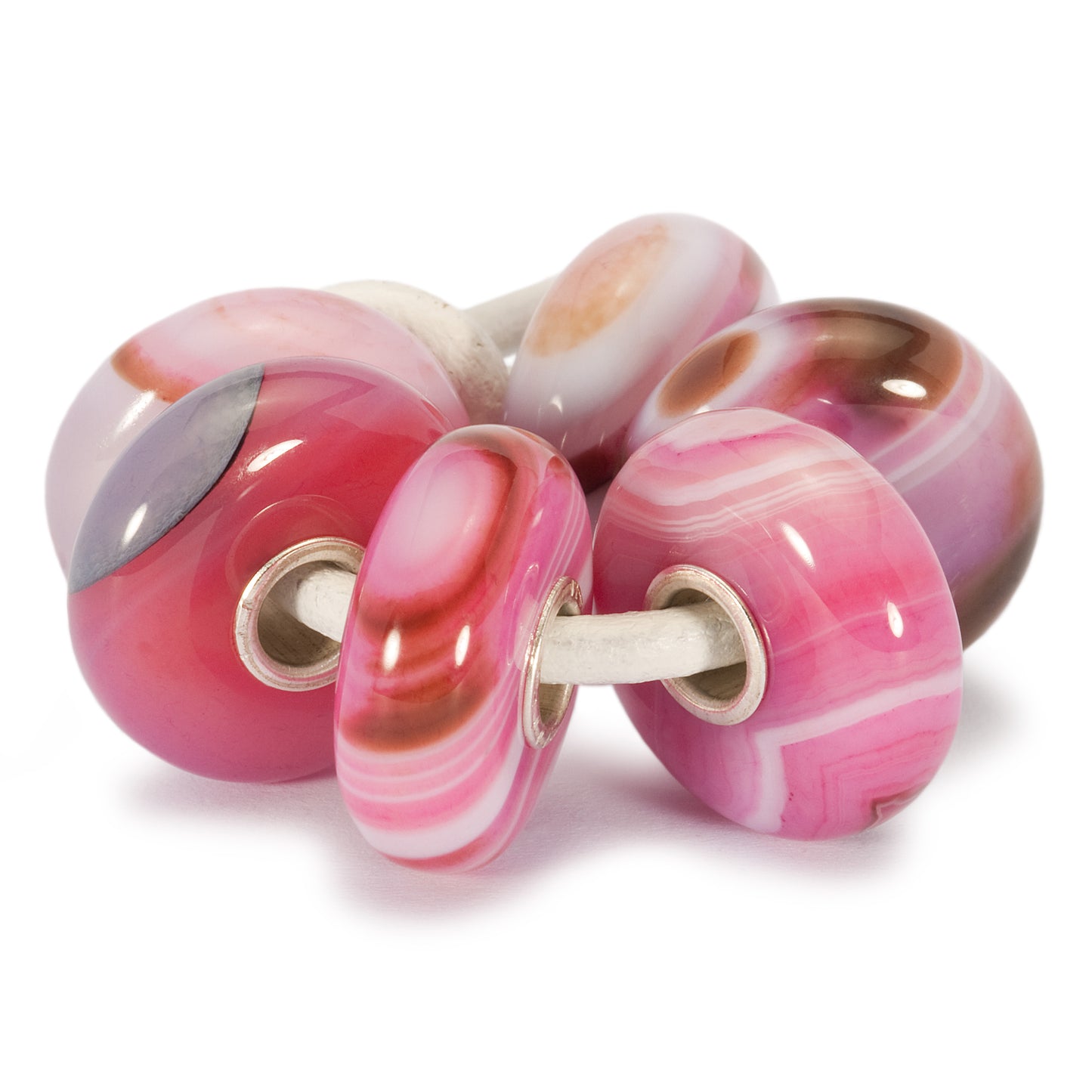 Bead Trollbeads Set Pink Agate Stripes TSTBE-00001