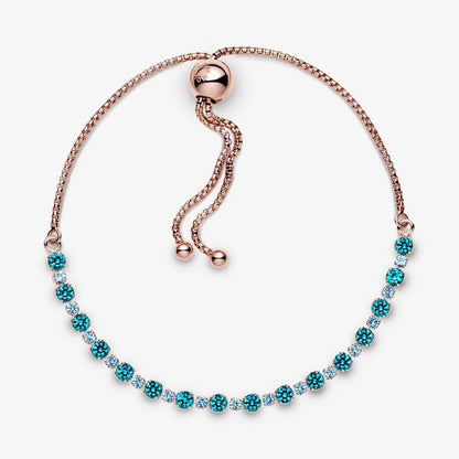 Pandora Sparkling Turquoise Tennis Bracelet with Adjustable Clasp 588961C01