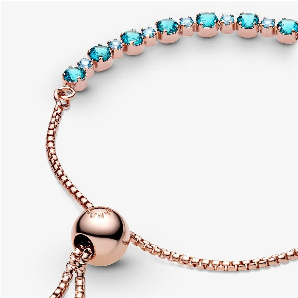 Pandora Sparkling Turquoise Tennis Bracelet with Adjustable Clasp 588961C01