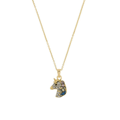 Girocollo Rue Des Mille Con Soggetto Zirconi Unicorno GRZ-007-UNI-AU