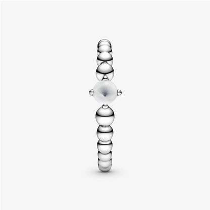 Pandora Milky White Ring Decorated with Spheres 198867C04