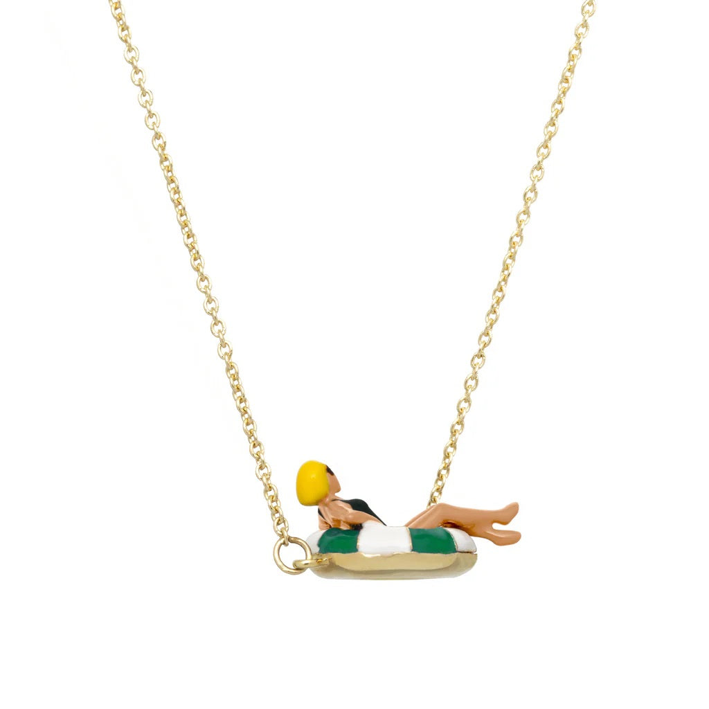 Aliita Necklace Floating Girl Gold Green Black Side 1024x1024