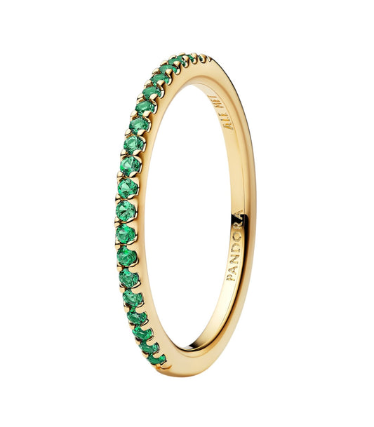 Anello Pandora Pavè Fascia Sottile Verde 162999C03