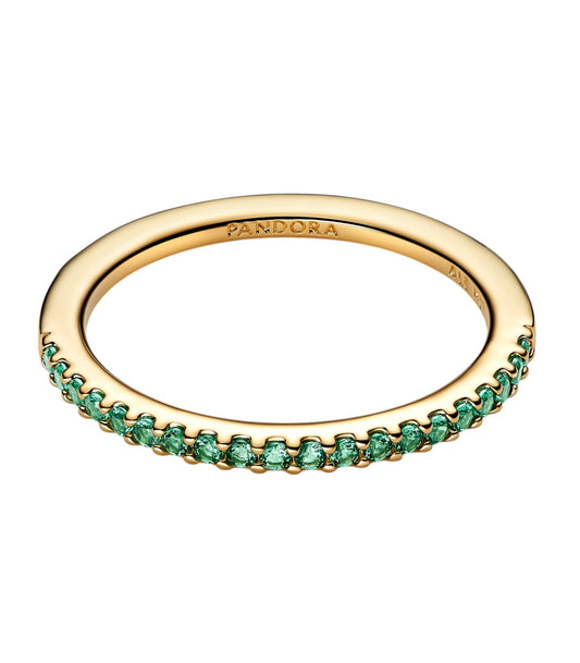 Anello Pandora Pavè Fascia Sottile Verde 162999C03