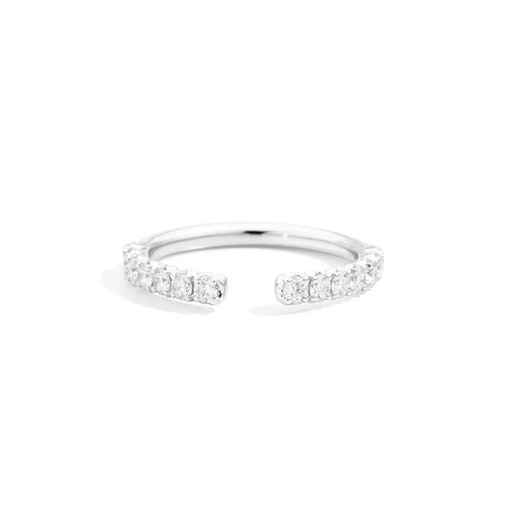 Anello Recarlo Anniversary More Veretta Aperta In Oro Bianco 18 Kt 0 20 Ct
