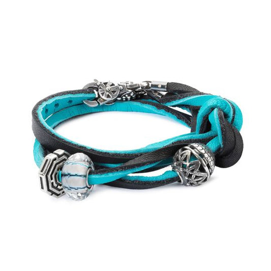 Bracciale Trollbeads Bracciale in Cuoio Azzurro / Nero