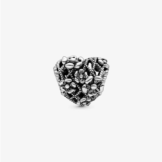 Pandora Mom Heart Charm with Openwork Flowers 798892C00