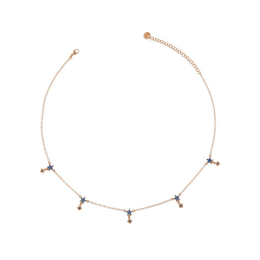 Girocollo Rue Des Mille 5 Stelle con Borchiette Zirconi Blu GRZ-BO 5STE