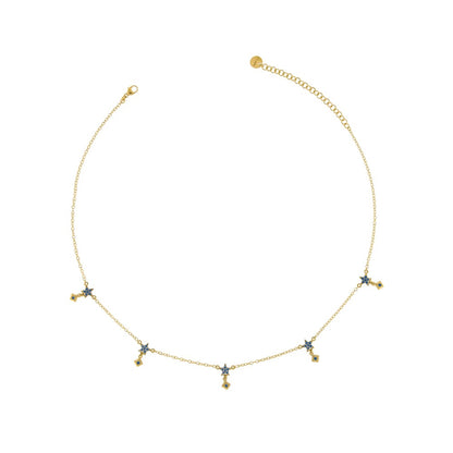 Girocollo Rue Des Mille 5 Stelle con Borchiette Zirconi Blu GRZ-BO 5STE