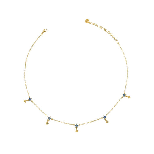 Girocollo Rue Des Mille 5 Stelle con Borchiette Zirconi Blu GRZ-BO 5STE