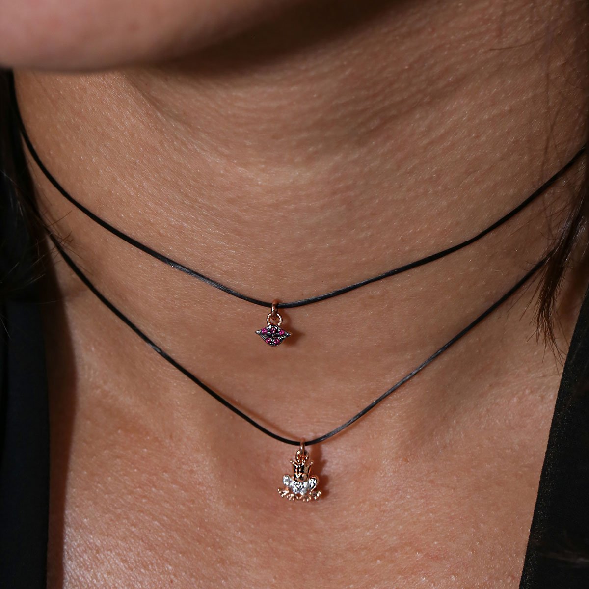 Collana Girocollo Lenza Rue des Mille Ciondolo Ranocchio e Zirconi GRZ-LENZA_W_RAN
