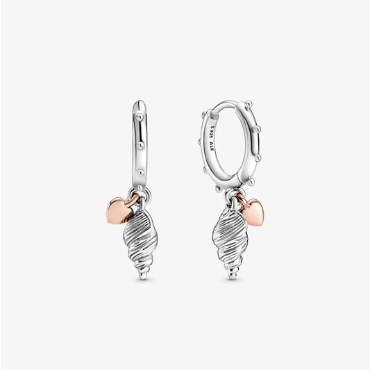 Pandora Heart and Shell Hoop Earrings 289000C00
