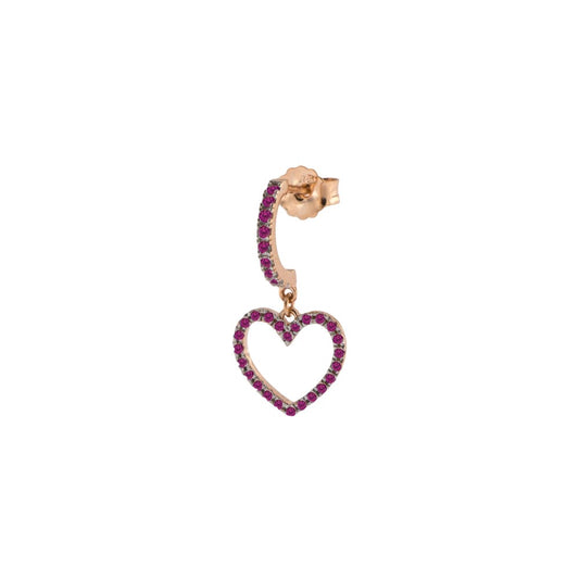 Mono Orecchino Rue Des Mille Fascetta Zirconi Rossi Cuore Traforato ORZ-FA TR CUO C
