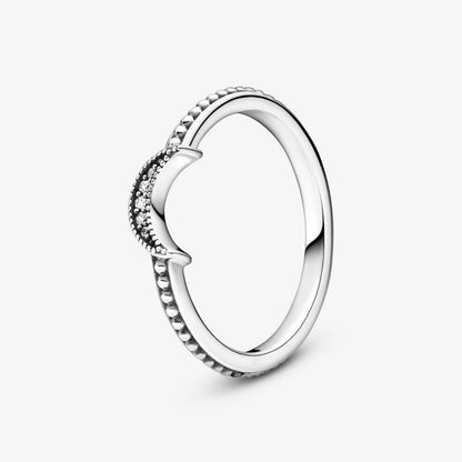 Pandora Crescent Moon Ring with Spheres 199156C01