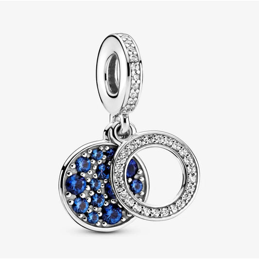 Charm Pendente Pandora Doppio con Disco Blu Scintillante 799186C01