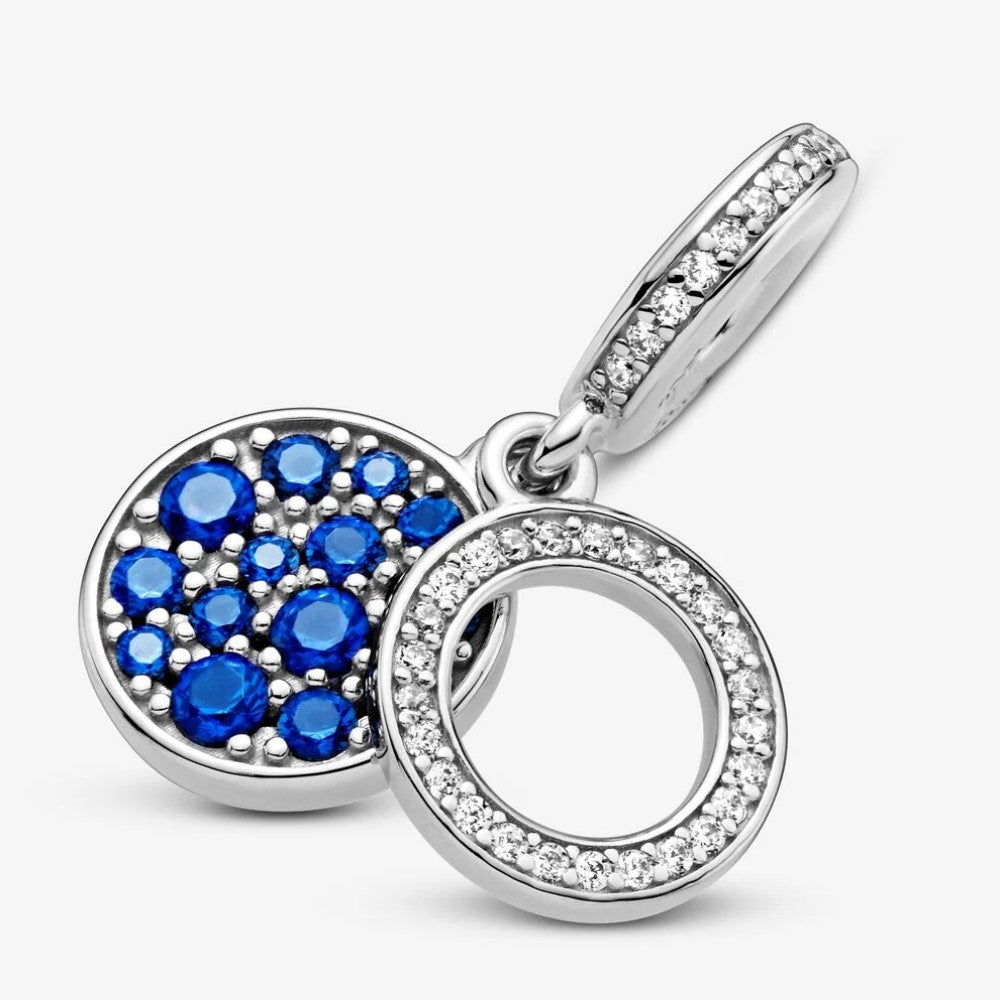 Charm Pendente Pandora Doppio con Disco Blu Scintillante 799186C01