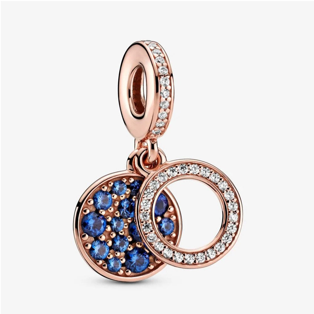 Charm Pendente Pandora Doppio con Disco Blu Scintillante 789186C01