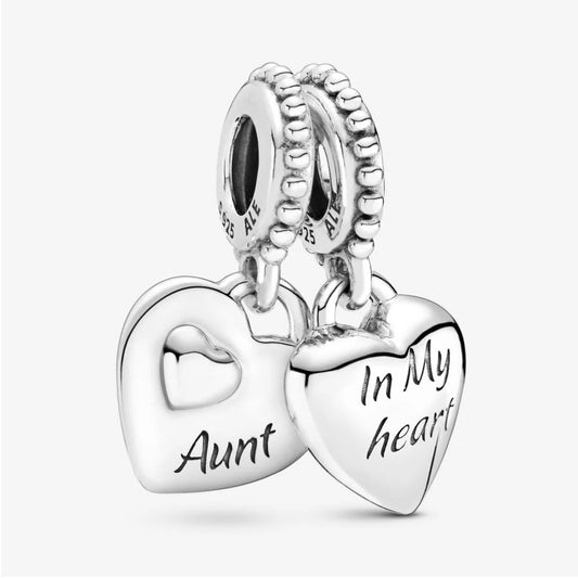 Charm Pendente Pandora con due Cuori Zia e Nipote 799188C00