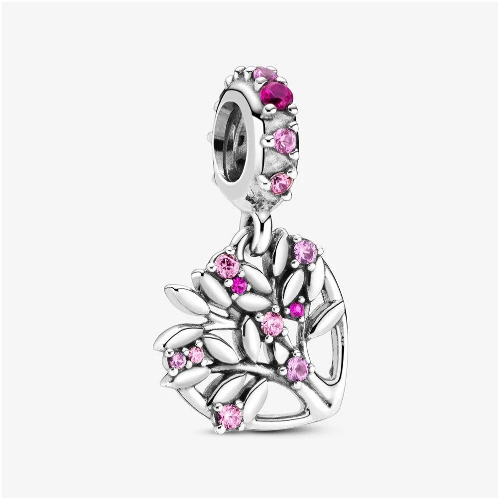 Pandora Pink Heart Family Tree Pendant Charm 799153C01