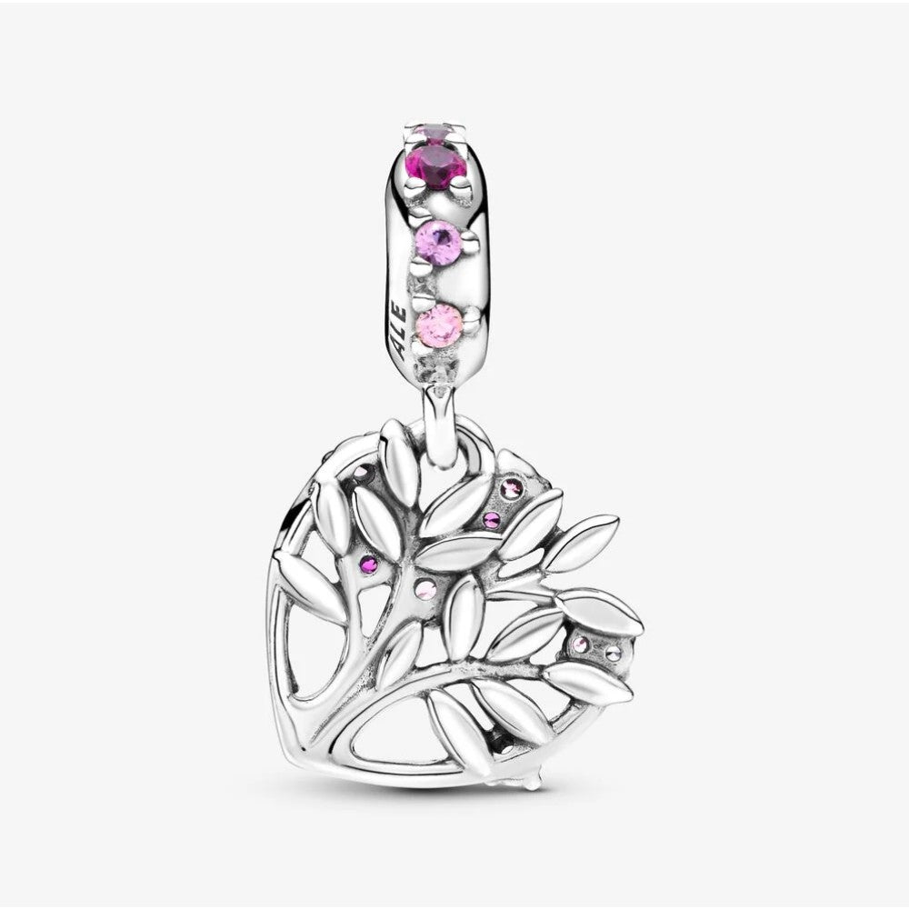 Pandora Pink Heart Family Tree Pendant Charm 799153C01