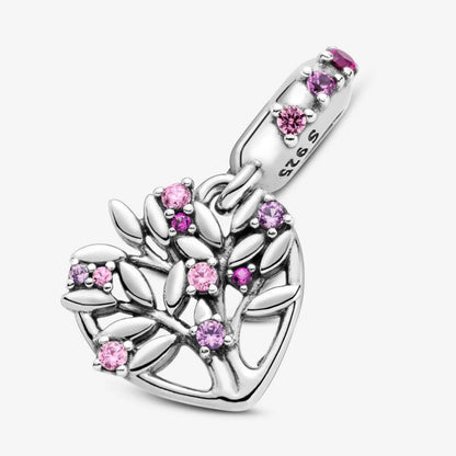 Pandora Pink Heart Family Tree Pendant Charm 799153C01