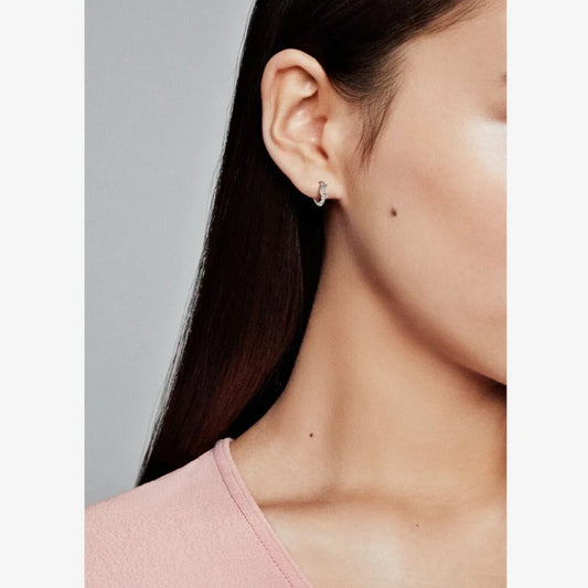 Pandora Crescent Moon and Star Sphere Hoop Earrings 299152C01