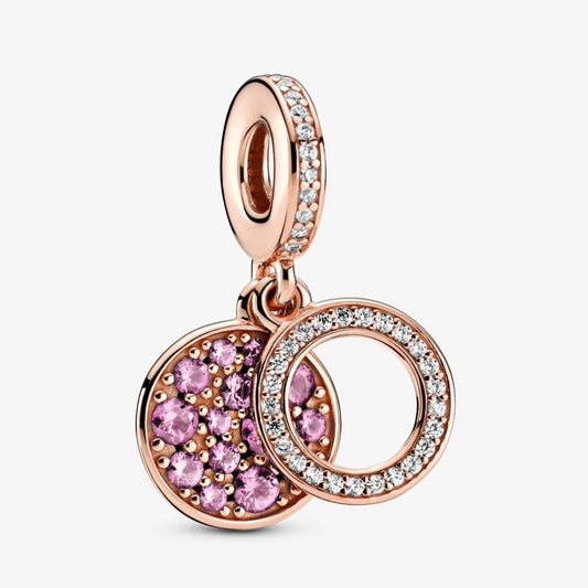 Charm Pendente Pandora Doppio con Disco Rosa Scintillante 789186C02