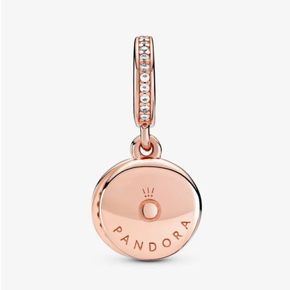 Charm Pendente Pandora Doppio con Disco Rosa Scintillante 789186C02