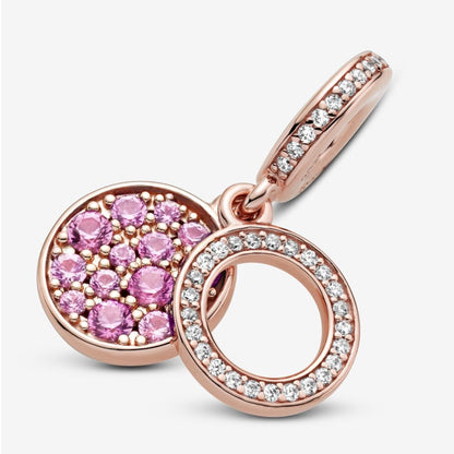 Charm Pendente Pandora Doppio con Disco Rosa Scintillante 789186C02
