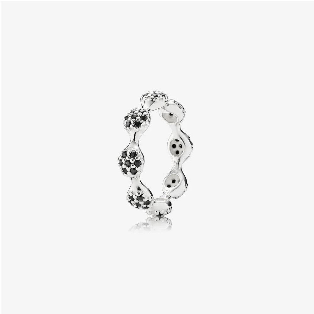 Pandora Silver Ring with Black Pavé Circles 190889NCK