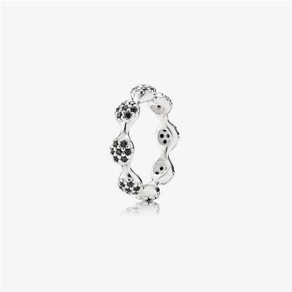 Pandora Silver Ring with Black Pavé Circles 190889NCK