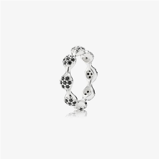 Anello Pandora in Argento con Cerchi in Pavé Nero 190889NCK