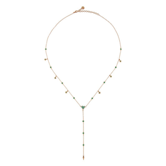 Girocollo Rue Des Mille 50 Cm Rosario Cuore/Lancia Zirconi Verdi GRZ-BO_ROS